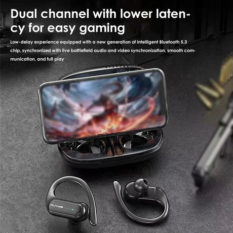 Wireless Noise-cancelling Bluetooth Earbuds with Led Display - Blue