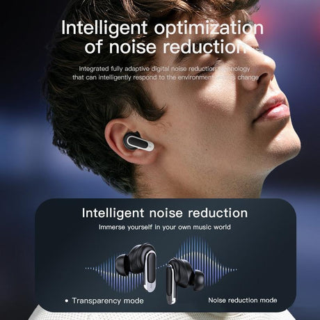 Wireless Anc Bluetooth Earphones with Touch Screen and Active Noise Reduction - Black