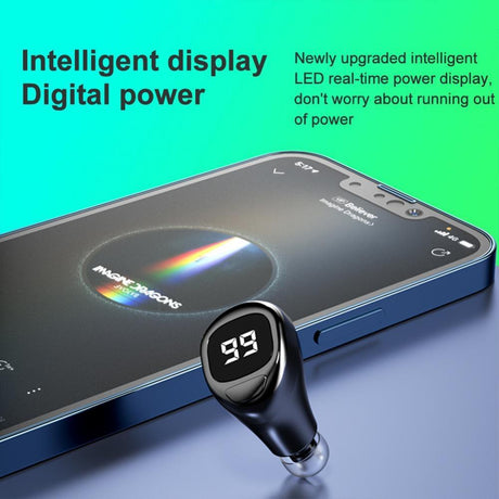 Mini Bluetooth Earphone with Digital Display for Business - White