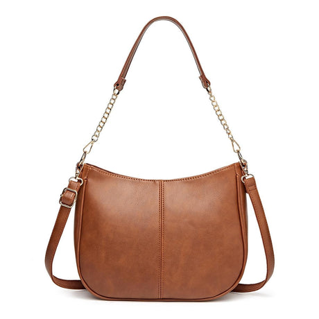 Adjustable Leather Crossbody Bag Large Capacity - Black