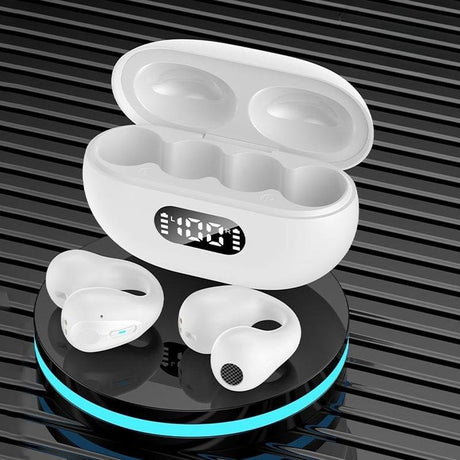 Wireless Noise-cancelling Bluetooth Earbuds with Led Display - Khaki