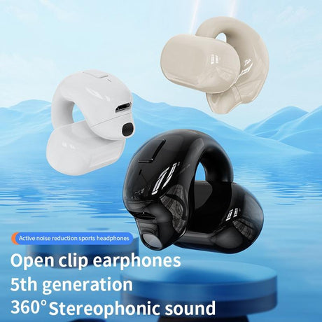 Wireless Clip-on Bluetooth Earphone for Sports and Gaming - White