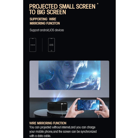 Portable Mini Home Theater Projector - 80 Lumens 1920X1080P Remote Control & Adaptor - Black