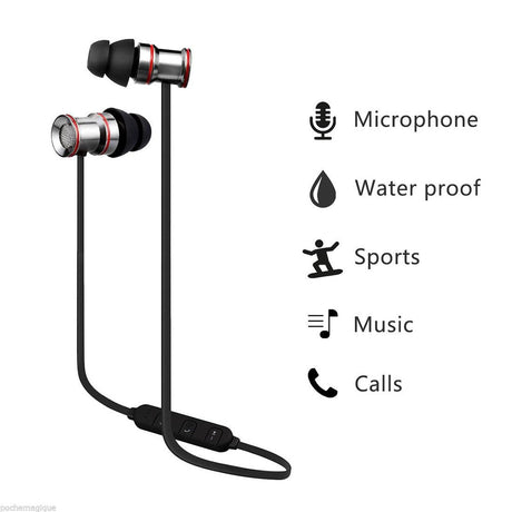Waterproof Magnetic Sport Earbuds With Mic - Wireless Bluetooth V4.1