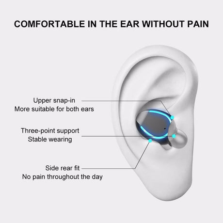 Intelligent Noise Cancelling Bluetooth Earphones with Touch Control and Charging Box - Black