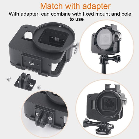 Aluminum Protective Cage With Insurance Frame And 52Mm Uv Lens For Gopro Hero7 / 6 / 5