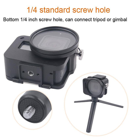 Aluminum Protective Cage With Insurance Frame And 52Mm Uv Lens For Gopro Hero7 / 6 / 5