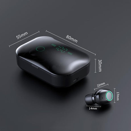 Wireless Stereo Bluetooth Headset with Charging Case and Digital Display - M7 Tws V5.0 - Black