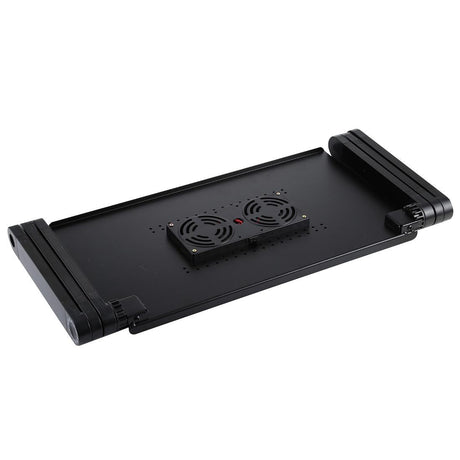 Adjustable Foldable Laptop Stand with Fans & Mouse Pad - Portable Aluminum - Black