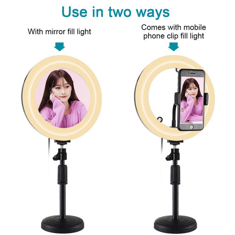 7.9 Dual-Colour Led Ring Light With Desktop Mount And Phone Clamp