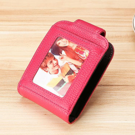 Women Vertical Cowhide Leather Rfid Wallet - Sapphire Blue