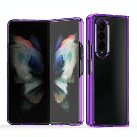 For Samsung Galaxy Z Fold4 5G Clear Acrylic Tpu Phone Case - Purple
