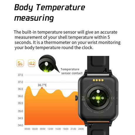 1.69 Inch Ips Touch Screen Ip68 Waterproof Smart Watch Support Sleep Monitoring / Heart Rate Monitoring / Bluetooth Call / Body Temperature Monitoring - Blue
