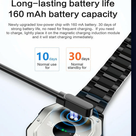 Leather Band Smartwatch With Waterproof Colour Screen - Grey