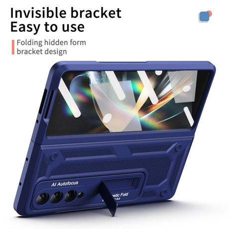 Telescopic Hinge Foldable Phone Case with Stand - 5g - Blue
