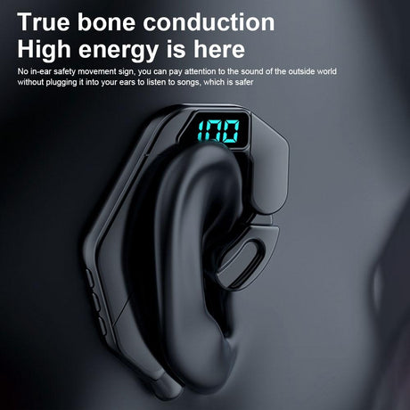 Digital Display Bone Conduction Bluetooth Headset - Sporty Design - Pink