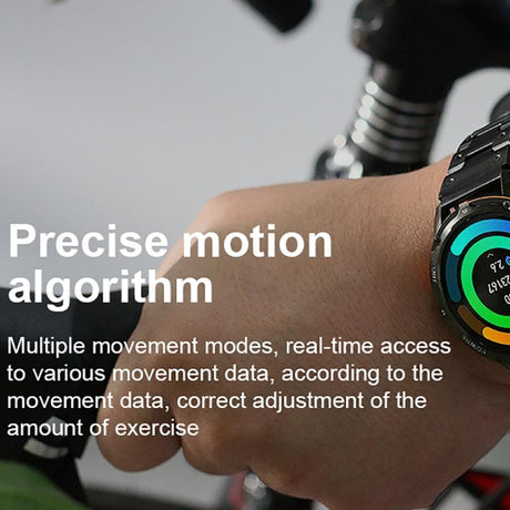 1.43 Inch Amoled Round Screen Steel Strap Smart Watch - Black