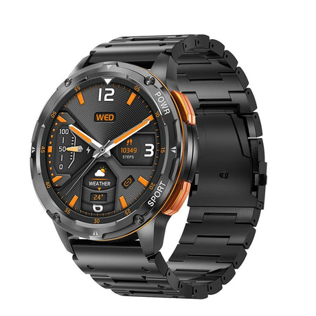 1.43 Inch Amoled Round Screen Steel Strap Smart Watch - Black