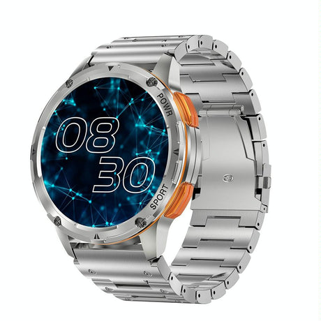 1.43 Inch Amoled Round Screen Steel Strap Smart Watch - Black