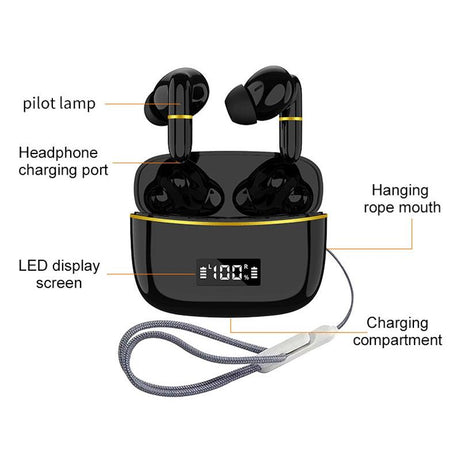Wireless In-ear Earphones with Digital Charging Case - J2 - Pink