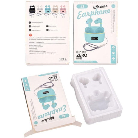 Wireless In-ear Earphones with Digital Charging Case - J2 - Pink
