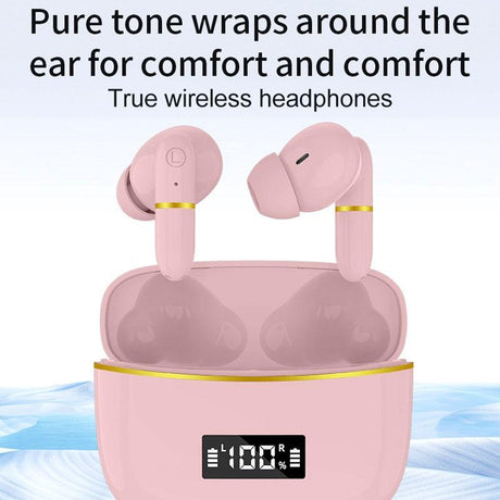 Wireless In-ear Earphones with Digital Charging Case - J2 - Pink