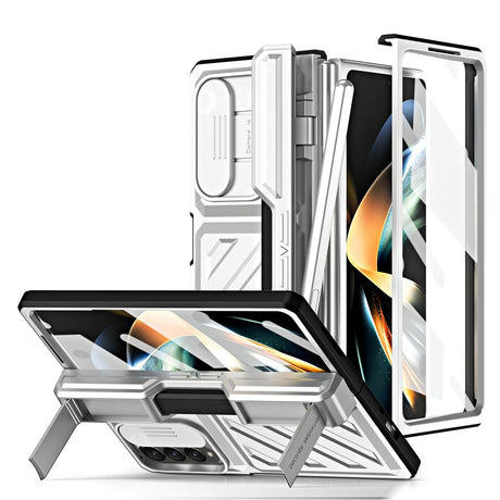 For Samsung Galaxy Z Fold4 5G Shockproof Tpu Pc Case With Pen - Silver