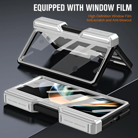 For Samsung Galaxy Z Fold4 5G Shockproof Tpu Pc Case With Pen - Silver