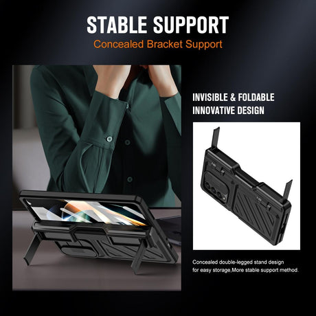 For Samsung Galaxy Z Fold4 5G Shockproof Tpu Pc Case With Pen - Silver