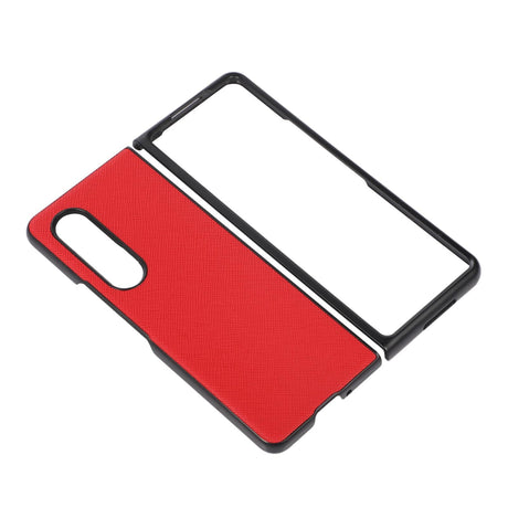 Fold 4 Cross Texture Pu Leather Case - Blue