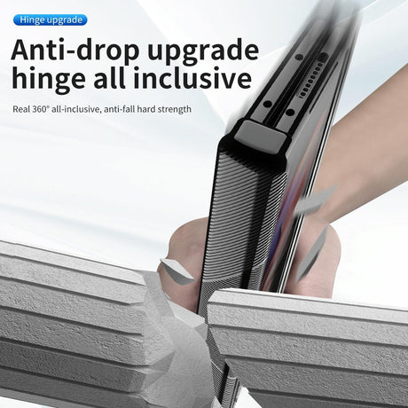For Samsung Galaxy Z Fold4 5G Magnetic Phone Case With Holder - Plating Finish - Champagne Gold