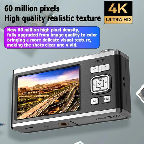 4K Hd Optical Zoom Digital Camera 60Mp Dual Screen Selfie Camera No Memory