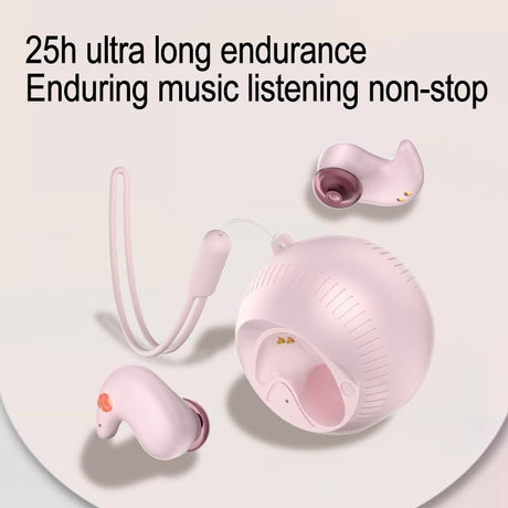 Coconut Ball Bluetooth Earphones with Charging Case - Pink