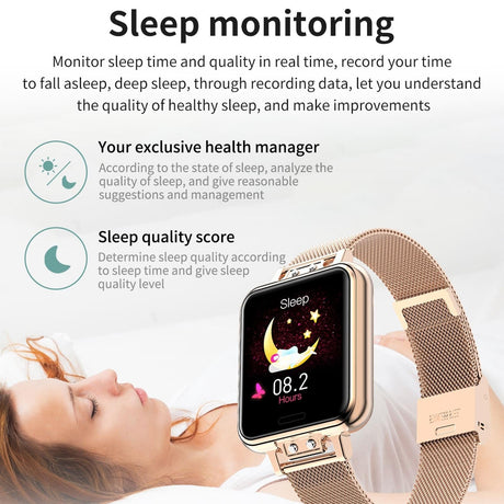 1.22 Inch Waterproof Smart Watch With Sleep & Heart Rate Monitor - Blue