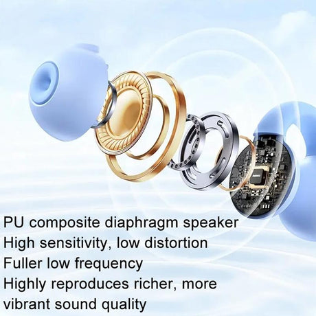 Wireless Bluetooth Earphone - Transparent Ear Clip - Ows Sports - Blue