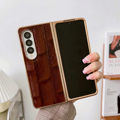 For Samsung Galaxy Z Fold4 5G Leather Mahjong Phone Case - Electroplated - Black