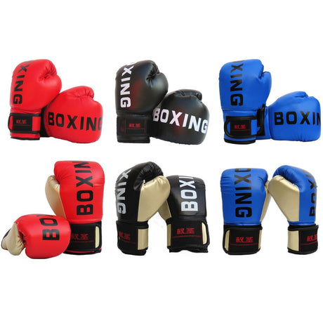 Junior Boxing Training Gloves For Sanda Fighting - Letter Pattern - Blue