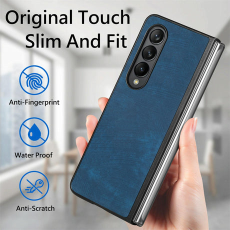 For Samsung Galaxy Z Fold4 5G Pu Back Cover - Solid Colour - Green