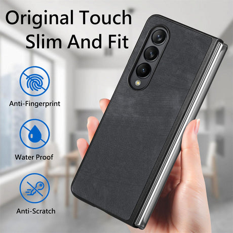 For Samsung Galaxy Z Fold4 5G Pu Back Cover - Solid Colour - Green