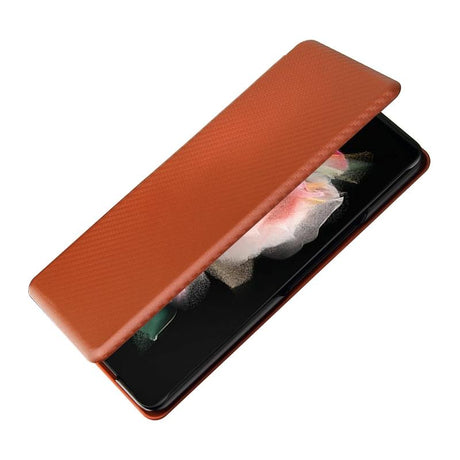 For Samsung Galaxy Z Fold4 5G Carbon Fiber Flip Leather Case - Blue