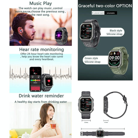Waterproof Pedometer Sport Smart Watch Support Heart Rate / Blood Pressure Monitoring / Bt Calling - Coffee