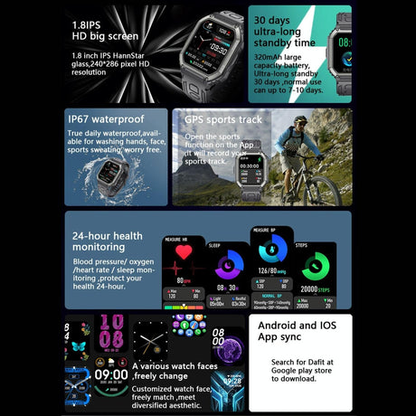 Waterproof Pedometer Sport Smart Watch Support Heart Rate / Blood Pressure Monitoring / Bt Calling - Coffee