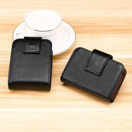 Women Vertical Cowhide Leather Rfid Wallet - Coffee
