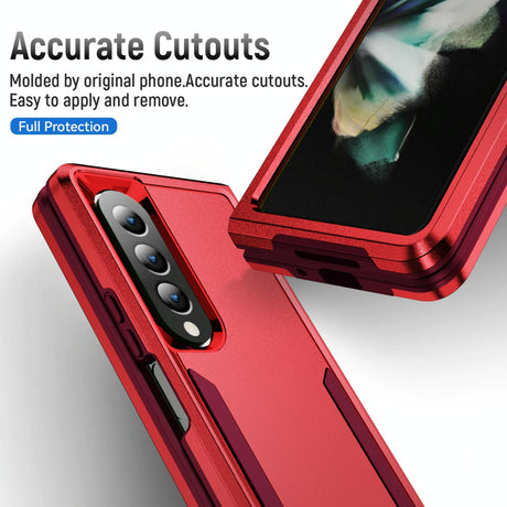 For Samsung Galaxy Z Fold4 5G Shockproof Pc Tpu Case - Red + Black