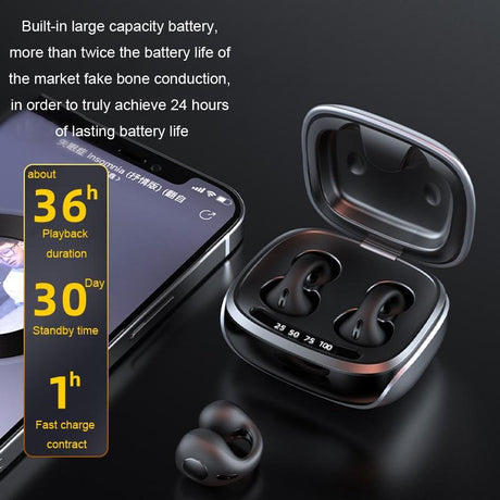 Wireless Bone Conduction Clip-on Bluetooth Headset - Noise Reduction - Purple
