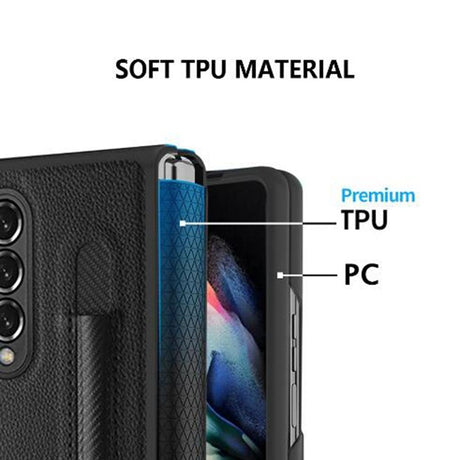 For Samsung Galaxy Z Fold4 5G Litchi Texture Hinge Case - Red