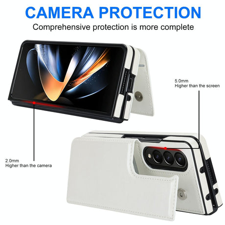 Foldable Phone Case with Double Buckle Card Slot for Samsung Galaxy z Fold4 - Rose Gold