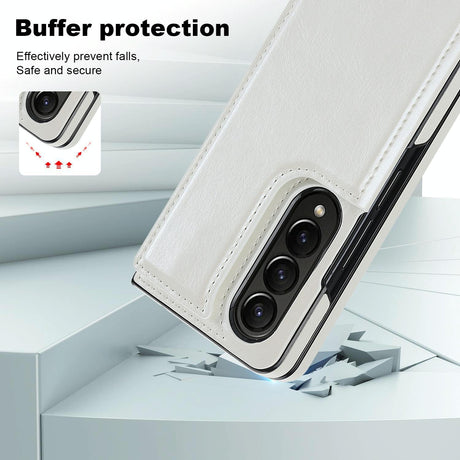 Foldable Phone Case with Double Buckle Card Slot for Samsung Galaxy z Fold4 - Rose Gold