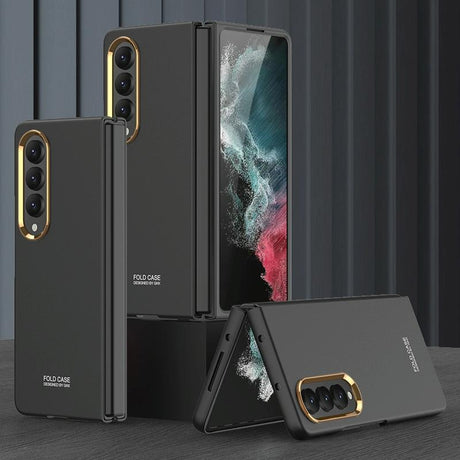 For Samsung Galaxy Z Fold4 5G Electroplating Lens Frame Case - Ultra Thin - Black