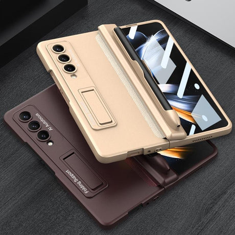 For Samsung Galaxy Z Fold4 5G Foldable Magnetic Flip Case With Holder & Pen Slot - Gkk - Black